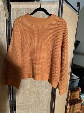 Listicle Women's Rust Orange Waffle-Knit Crewneck Sweater